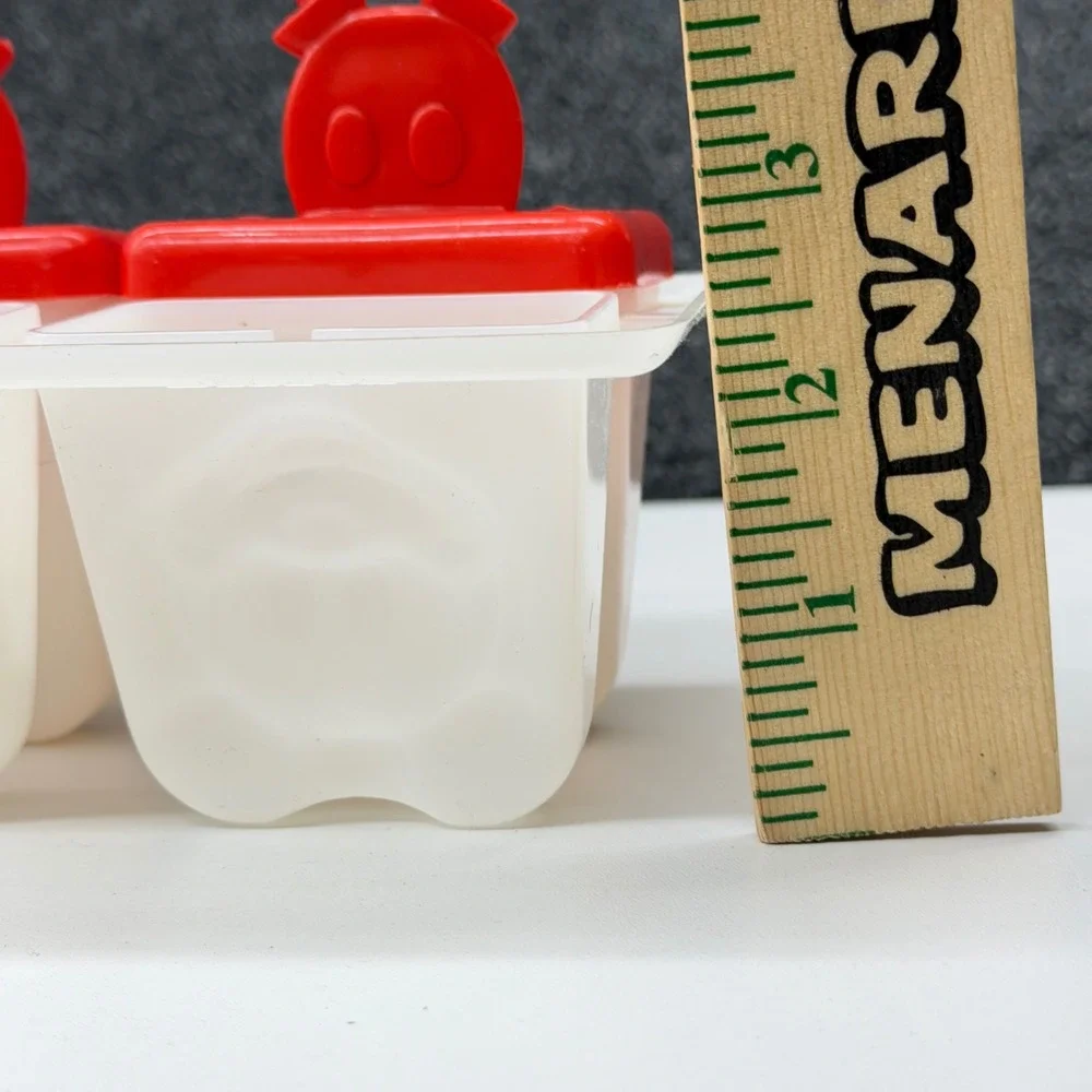 Vintage Disney Mickey Mouse Popsicle Mold‎ Set Red White 4 Slot Ice Pop Maker
